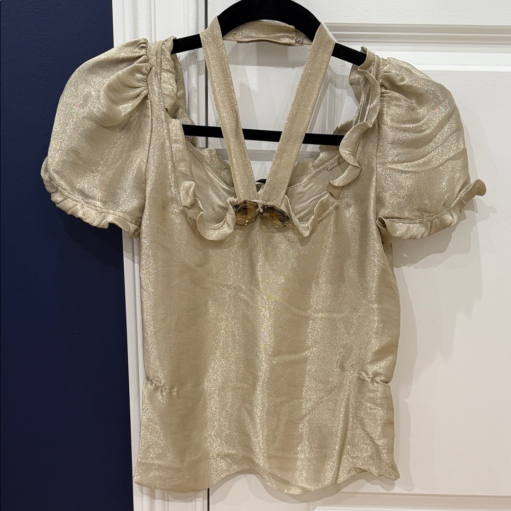 Thakoon Gold Ruffled Blouse